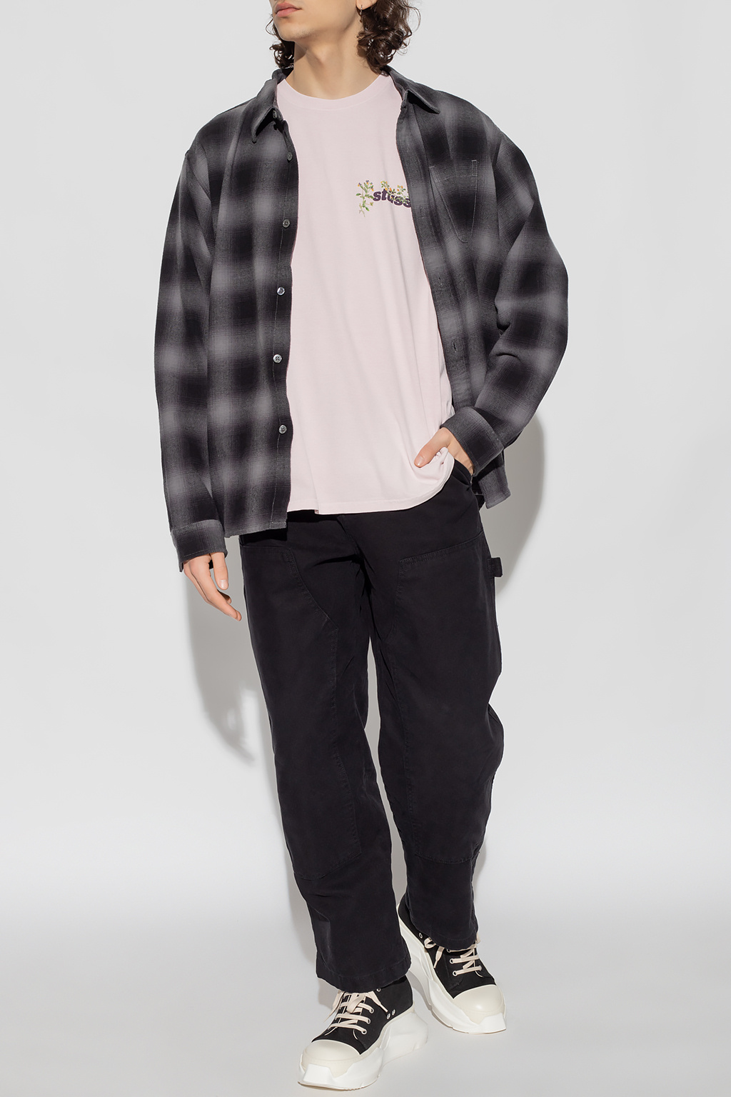 Pink Printed T - shirt Stussy - Burberry Jackets for Men